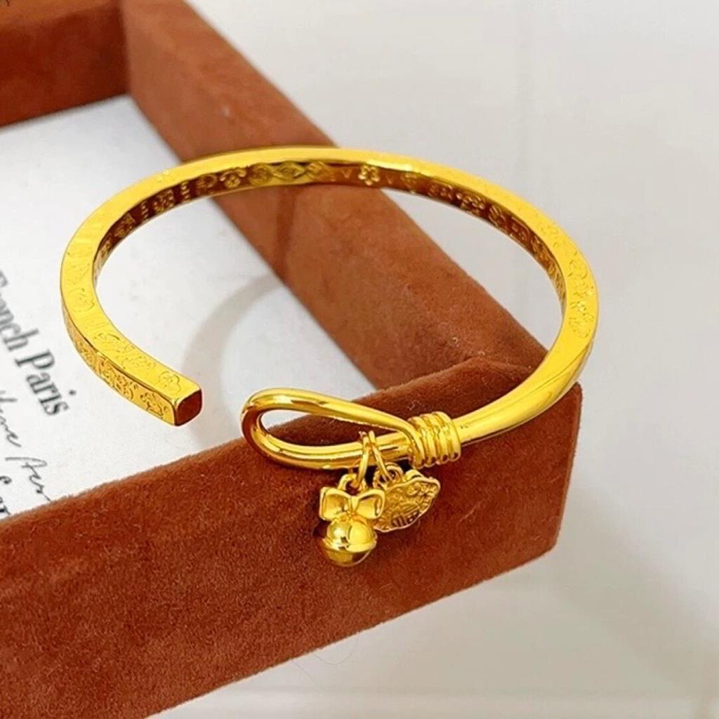 Auspicious Bells, Auspicious Cloud Bracelets, Women's Solid Wishful Open Bracelets