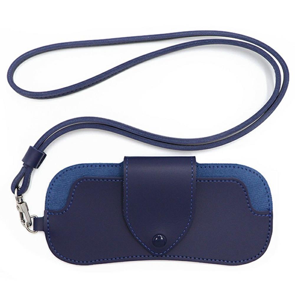 

Portable Eyeglass Case Neck Hanging Sunglasses Holder PU Leather Reading Glasses Storage Pouch D