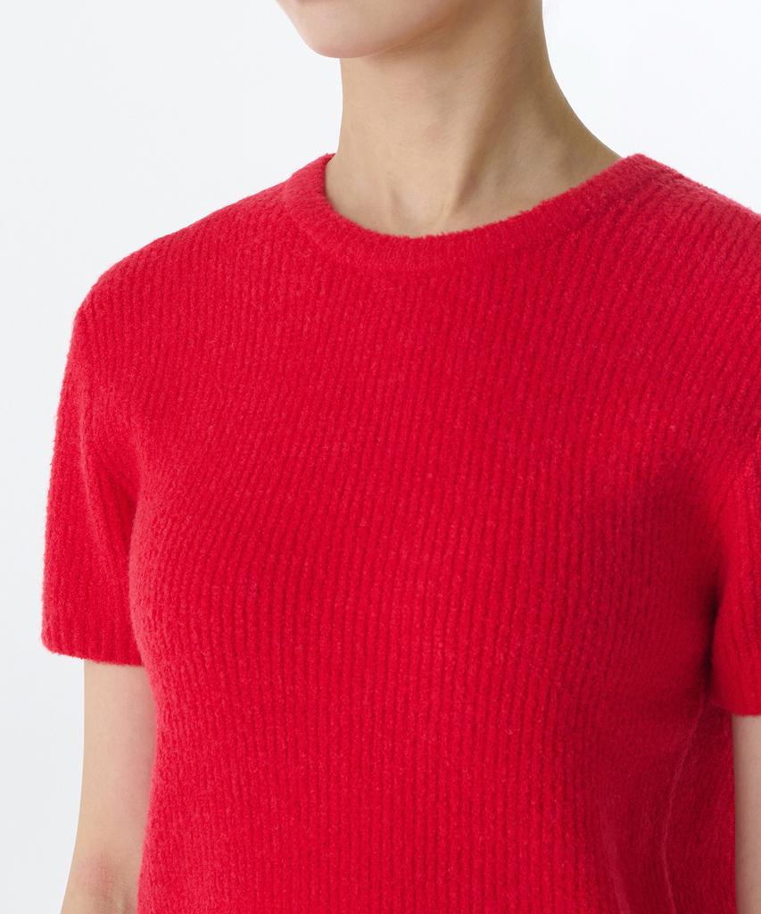 MUSINSA STANDARD WOMAN Women'S Mini Boucle Ribbed Short Sleeve Knit [Red]