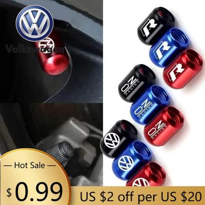 For VOLKSWAGEN VW 4PCS Car Tire Valve Caps for Volkswagen Rline Golf GTI Bora Passat Jetta Beetle Scirocco Lavida POLO CC Auto W