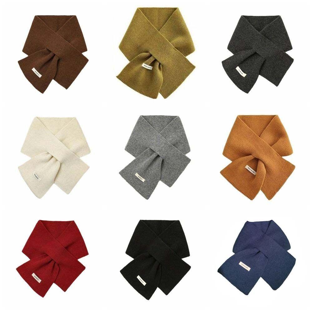 Solid Color Wool Knitted Scarf Thickened Women Winter Neckerchief  Apparel Accessories