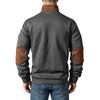 Men's Vintage Patchwork Stand Collar Half-Button Sweatshirt Casual Long Sleeve Top