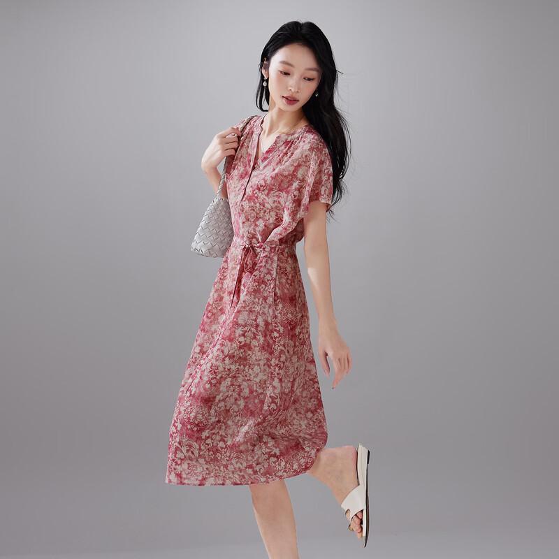 SOFSIL 2026 Summer Mulberry Silk Printed Dress M
