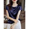 Silk Thin Short Sleeve Tees Korean Style Slip Woman Summer Clothes Elegant Tops Solid Loose Casual Plus Size