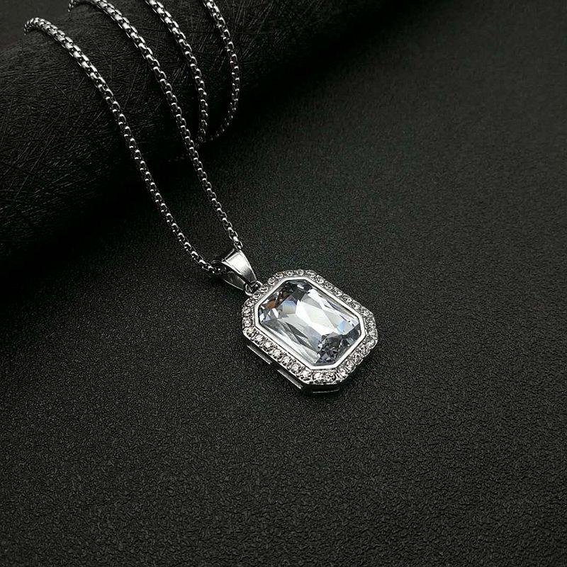 Hip Hop Stainless Steel Pendant Gold Color Rhinestone Rhinestone Necklace Drop Shipping