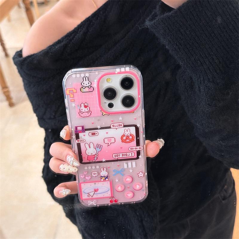 

Personalized Rabbit Game Console Phone Case for iPhone 17/16 Pro Max/15/14 with Girly Heart Design iPhone 17 Pro Max (Precise Hole)