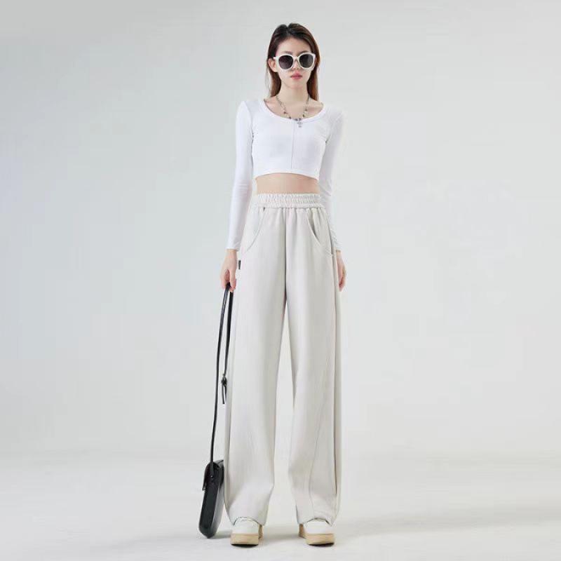 "2024 American Women's Retro Loose Straight Sweatpants - Spring & Autumn Jazz Dance Casual Pants"