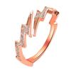 Personality Fashion Gold Color Stainless Steel Zircon Lightning Opening Couple Ring for Women Men Charm Fashion Finger Jewelry