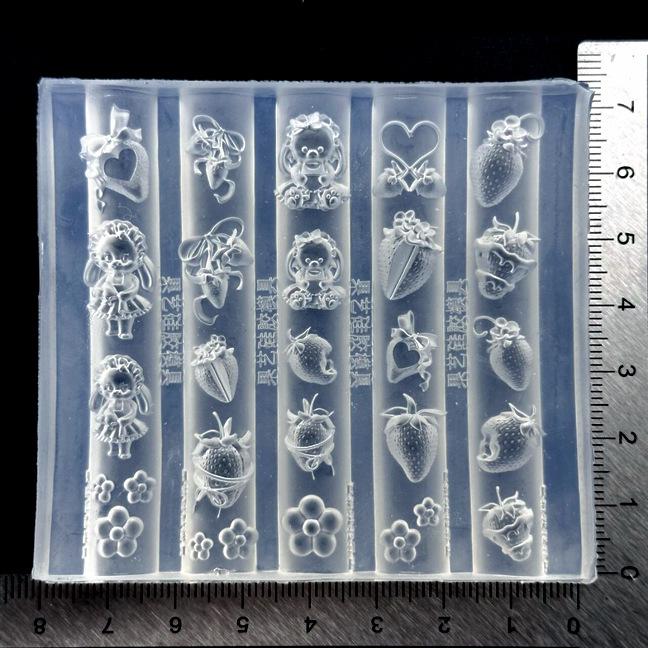 Cross-border Nail Art Silicone Mold - Heart Frame, Angel Wings, Rabbit, Zoo, Strawberry Design