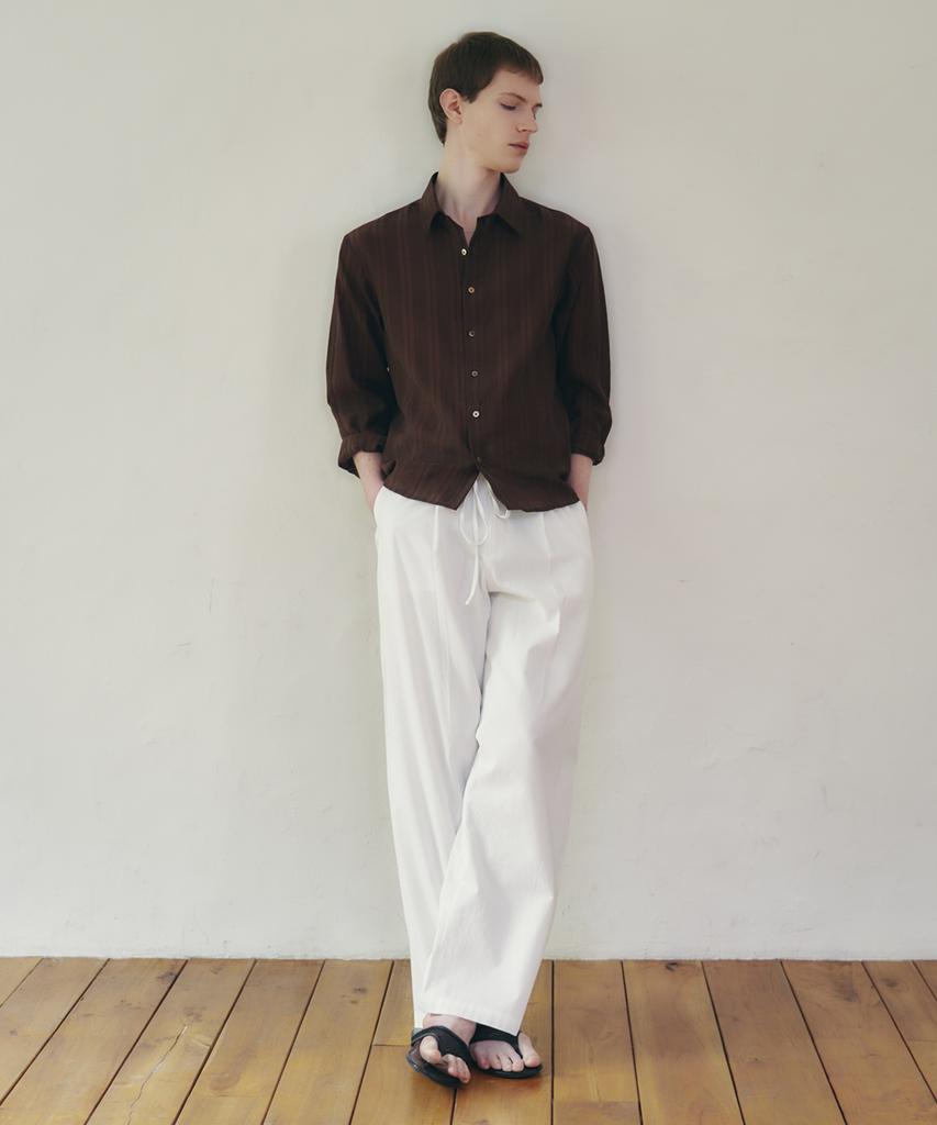 Leondi Drawstring Cotton Trousers - White