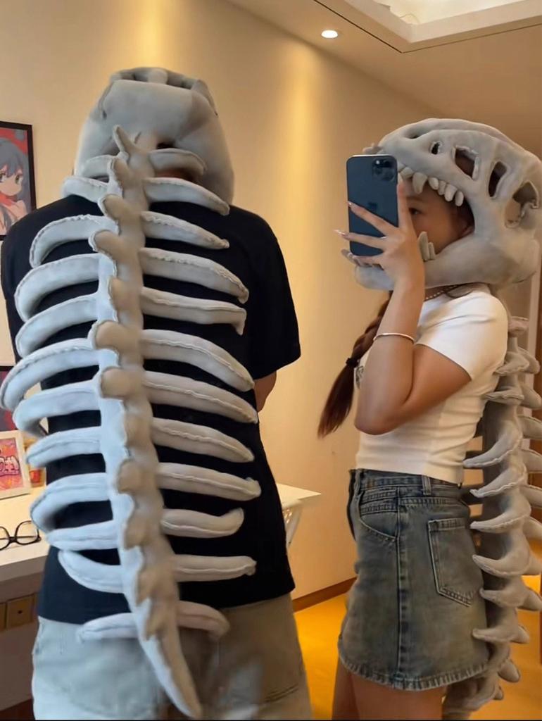 Mikina s kostrou dinosaura Plyšová hračka Cosplay klobouk Panenka Dárek