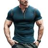 Summer Sports Fitness Slim Fit Breathable Men's Short Sleeve T-Shirt European and American Men's Muscle Henry Shirt Men's T-Shirt