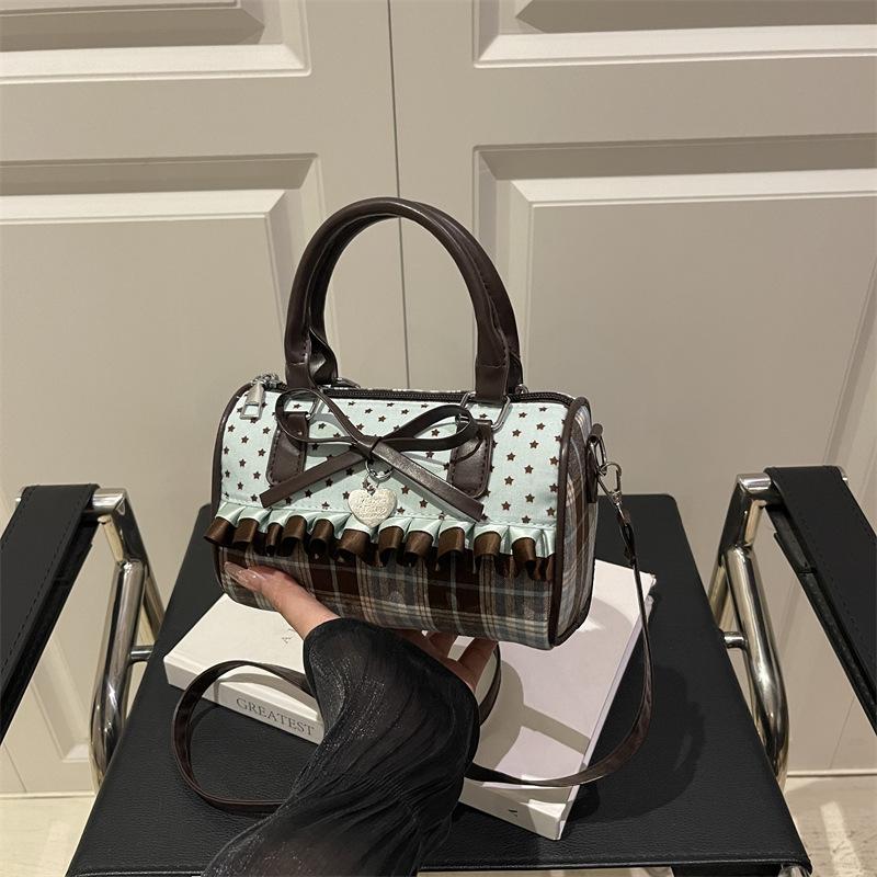 Sweet Bow Lace Fashion Polka Dot Foreign Style One Shoulder Portable Underarm Bag Women's New 2025 Trend Lace