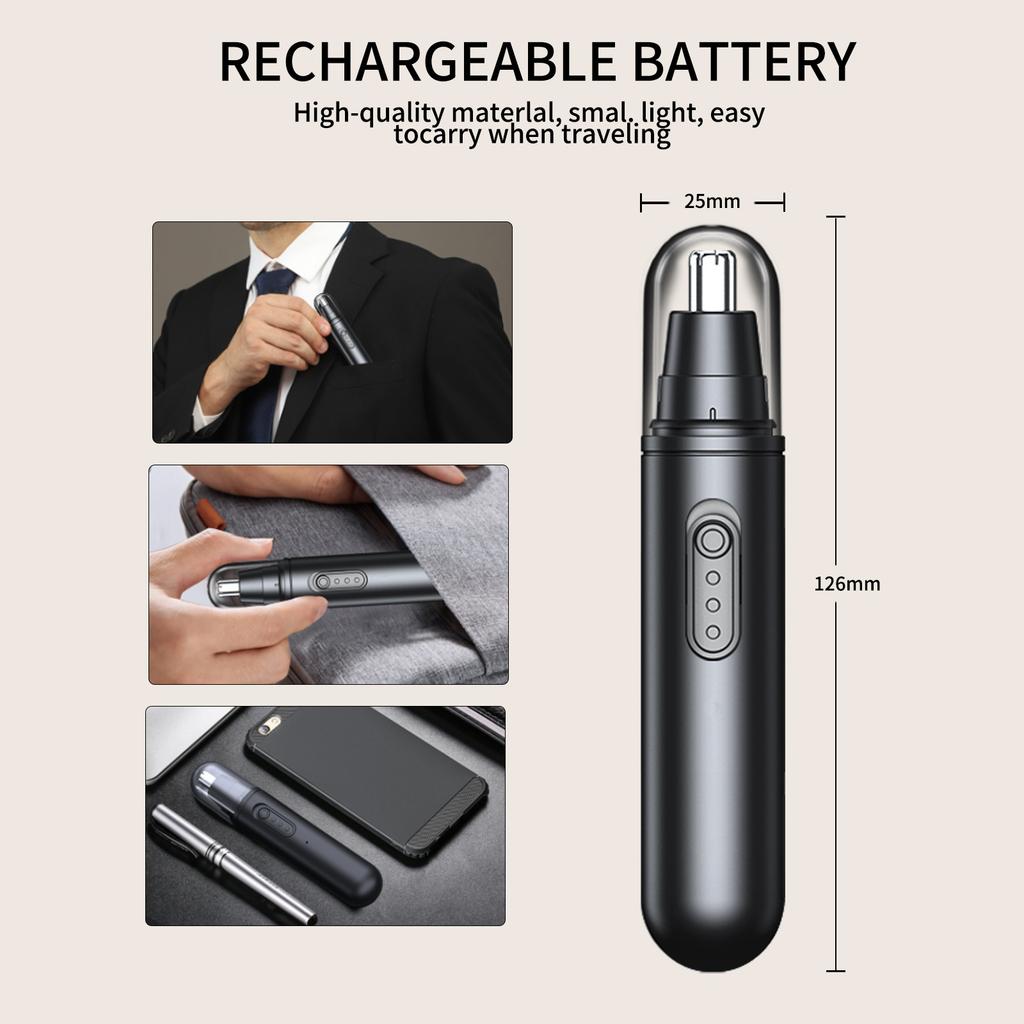 2-in-1 Electric Nose Hair Trimmer for Men and Women, Nose Hair Scissors, Nose Hair Groomer, Rechargeable