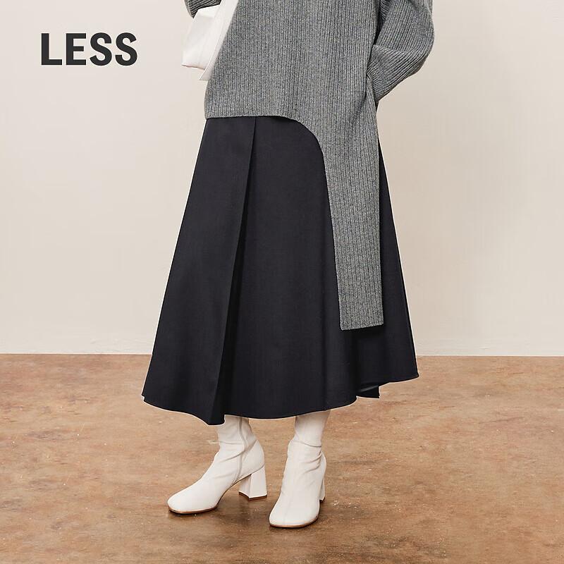 LESS 2024 Autumn Merino Wool Loose Mid-Length Skirt S