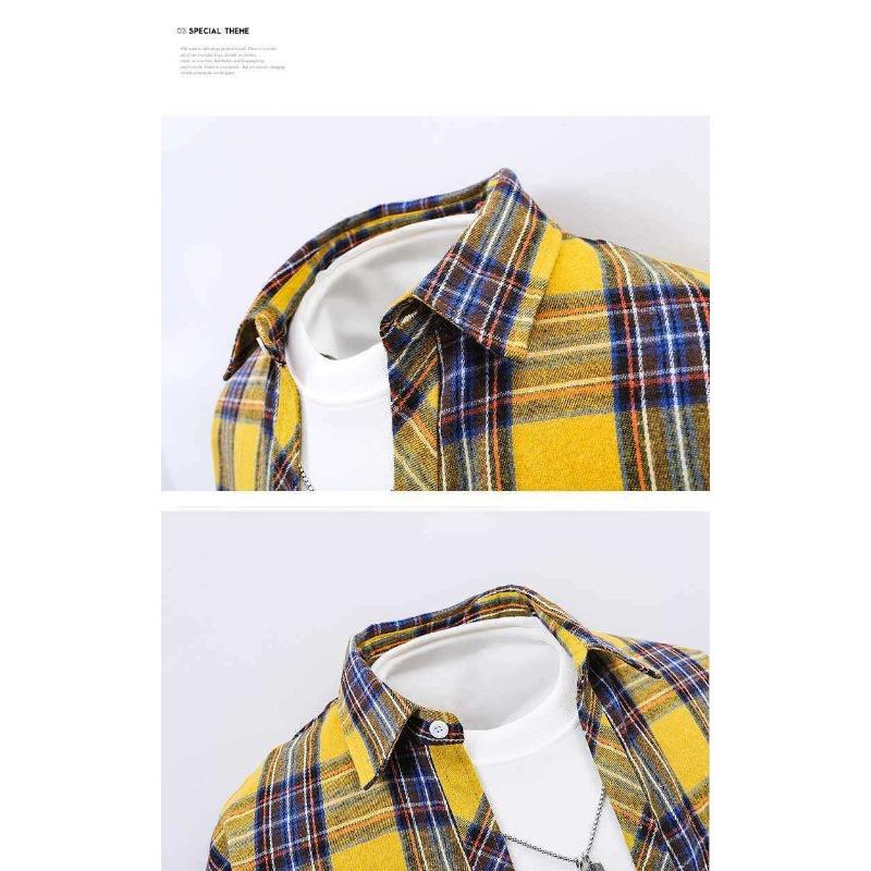 Men Loose Plaid Print Casual Long Sleeve Shirt Outerwear