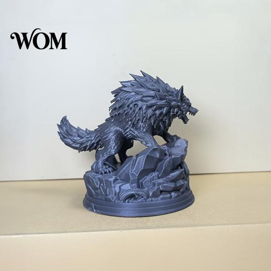 Wild Animal Decoration 3D Printed Wolf Statue, Howling Figurine, on Office Desk Ornament Rock Sculpture, Collectible for Home Figurine