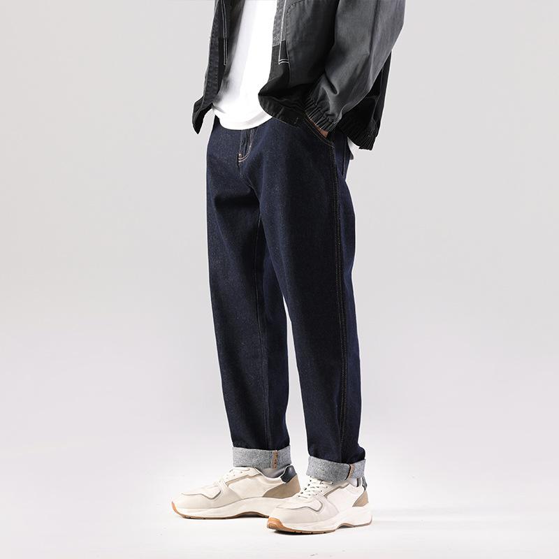 JYL Jeans men American winter thick jeans wide natural street color straight.