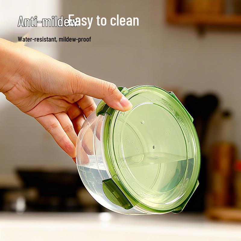 Clear Round Airtight Bowl Set - 4 Large, Thickened Fresh-keeping Containers with Lids for Kitchen or Office.