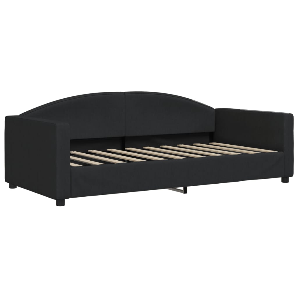 Extendable Daybed with Mattresses Black 90x190 cm Fabric