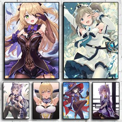 Plakát Genshin Impact Canvas Plakát HD herní malba postaviček Anime Girl Wall Art Print Ubytovna Obrázek