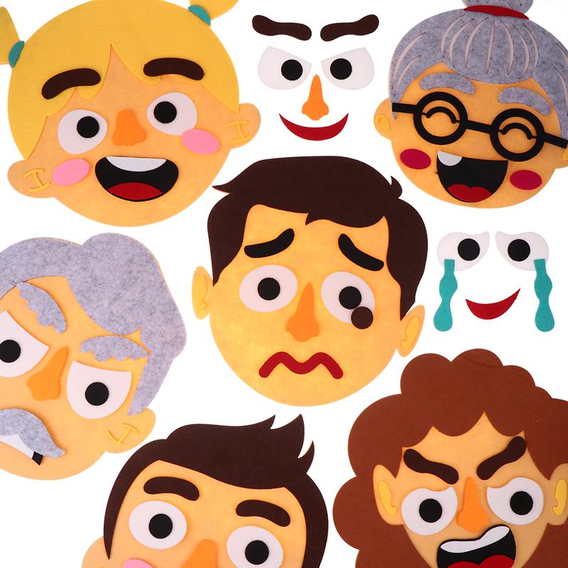 Montessori Facial Expression Game Diy Felt Expression Stickers Emotional Change Toy Toddlers Educational Toys Teaching Supplies