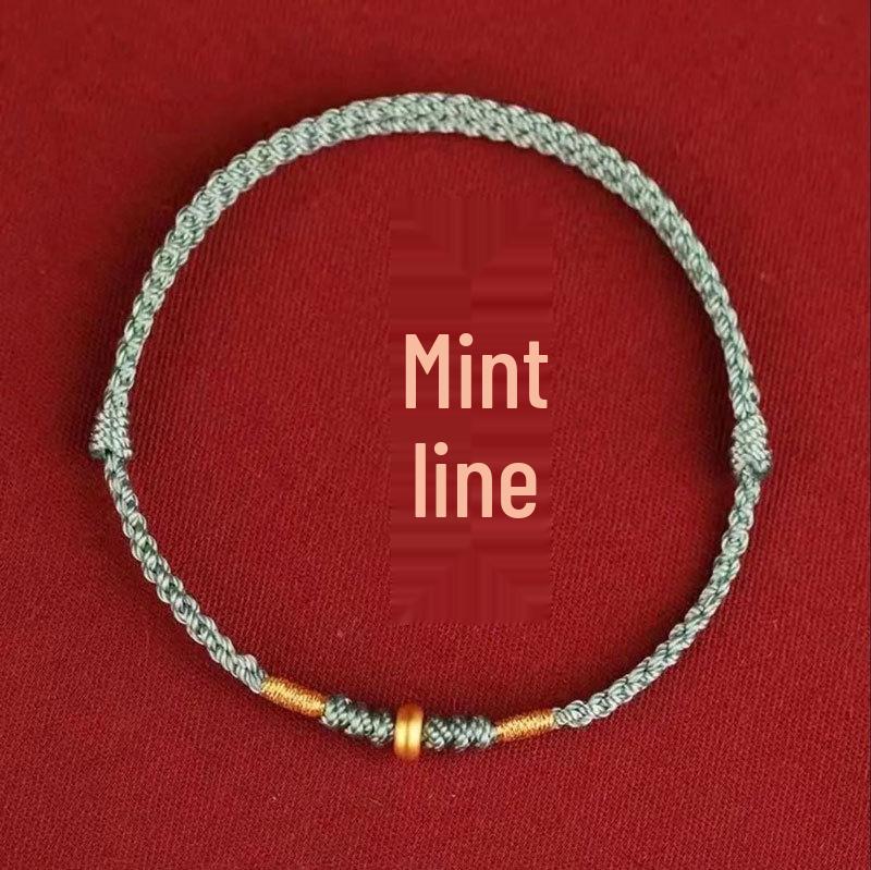 Gold 999 Abacus Bead Red String Bracelet for Year of the Rat - Couple Style for Traffic Drivers
