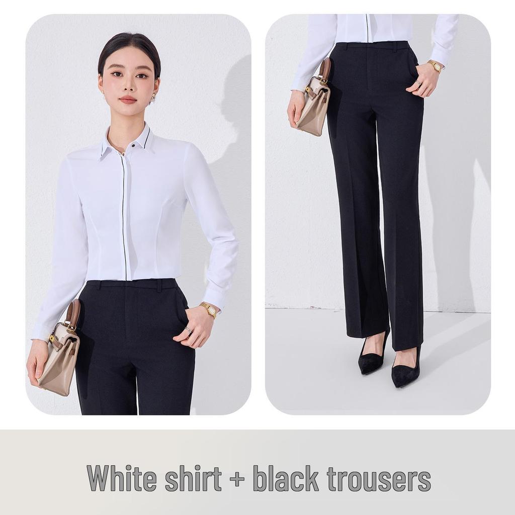 2026 Women's Formal Long Sleeve White Shirt – Spring Workwear Design