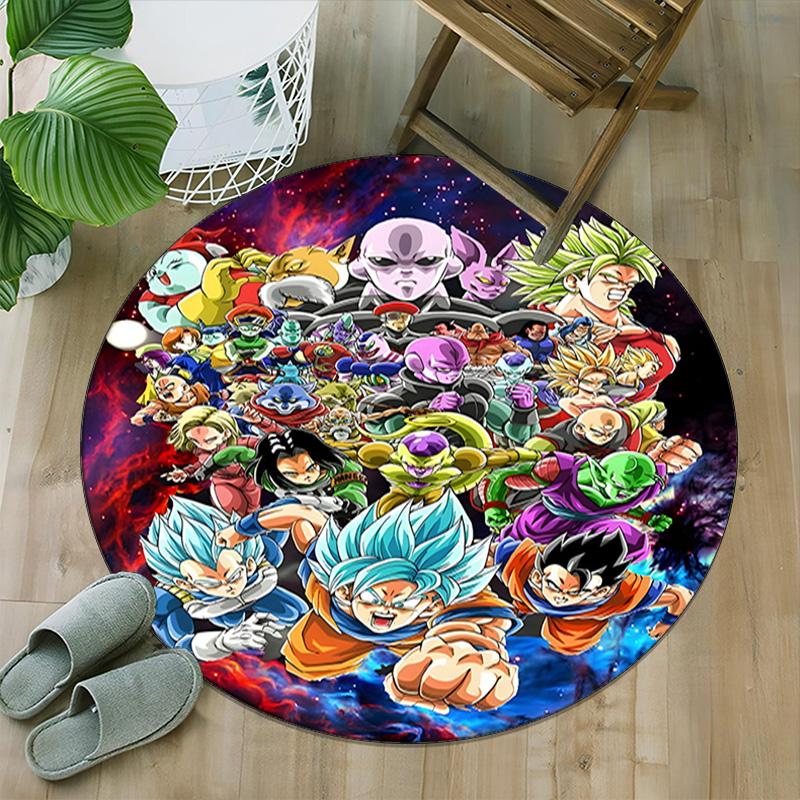 1pc Dragon Ball2 Print Round Carpet Chair Round Carpet Suitable for Bedroom Living Room Home Decorative Carpet