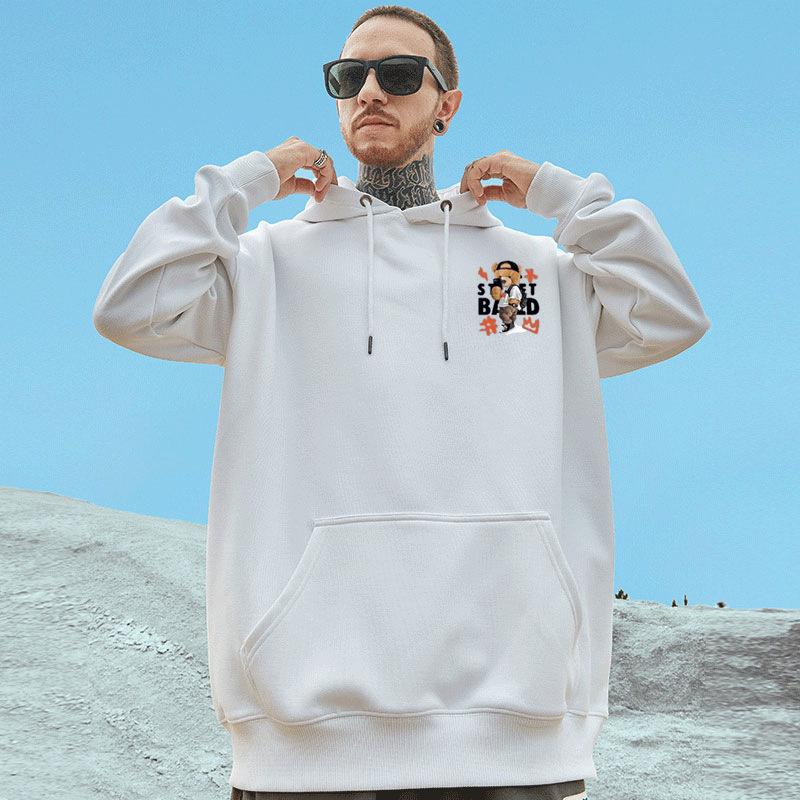 Lustige Selfie Bär Print Fleece Grafik Hoodies Für Herren Hip Hop Streetwear Locker Oversized Kapuzensweatshirt Lässige Y2K Kleidung