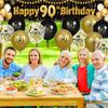 Black Gold 90th Birthday Decorations for Men Women Happy 90th Birthday Yard Banner Sign Decor and 18 PCS Latex Balloons for 90 Year Old Anniversary