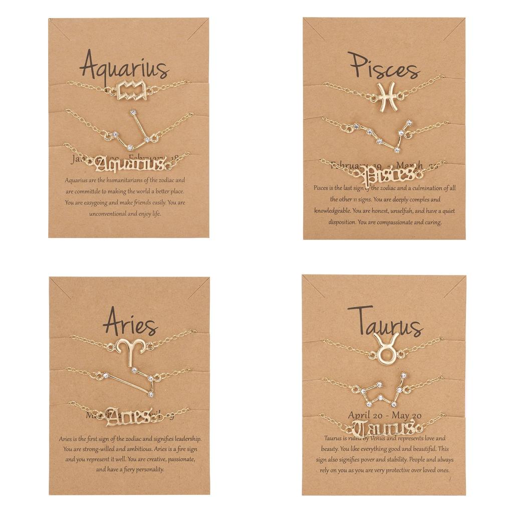 Zodiac Constellation Bracelets Set With Alloy Material For Gift And Collecting