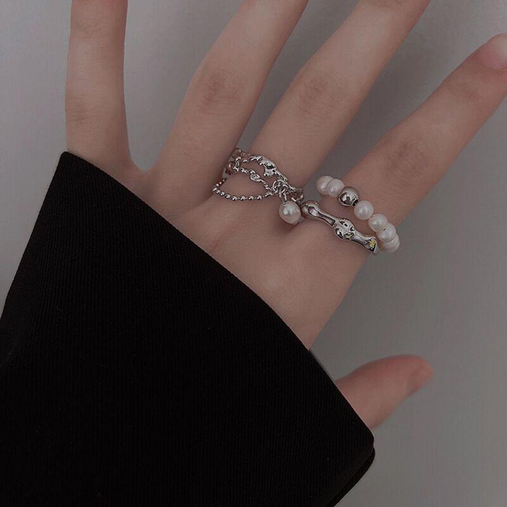 Chain Baroque Pearl Jewelry Gifts Adjustable Open Ring Women Rings Korean Style Index Finger Ring