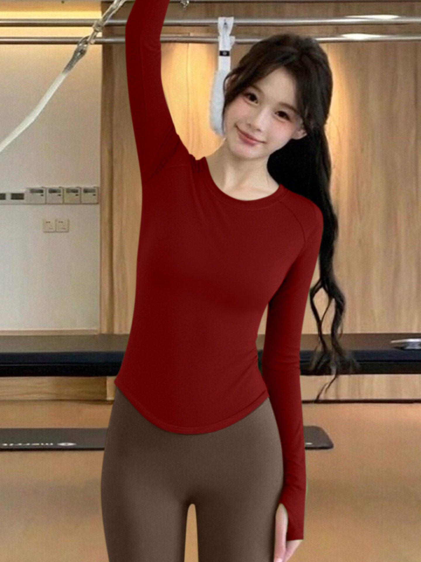 

Women s Stunning Red Slimming Long Sleeve Yoga & Pilates Fitness Top M (100-110 cm)