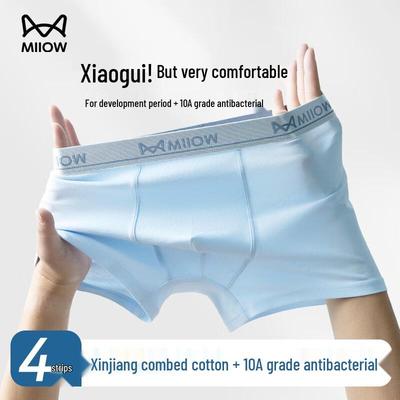 MaoRen Подростковые боксеры-брифы из чистого хлопка, 4 шт.