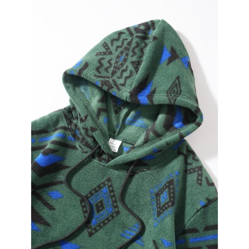 Men's Hooded Drawstring Pattern Long Sleeve Sweatshirt.