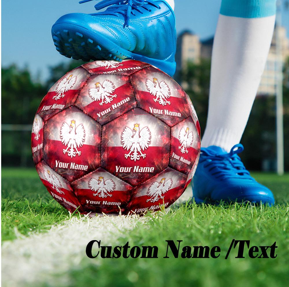 Size 5 Football Custom Name Text, Outdoor Training Soccer BallPoland Football