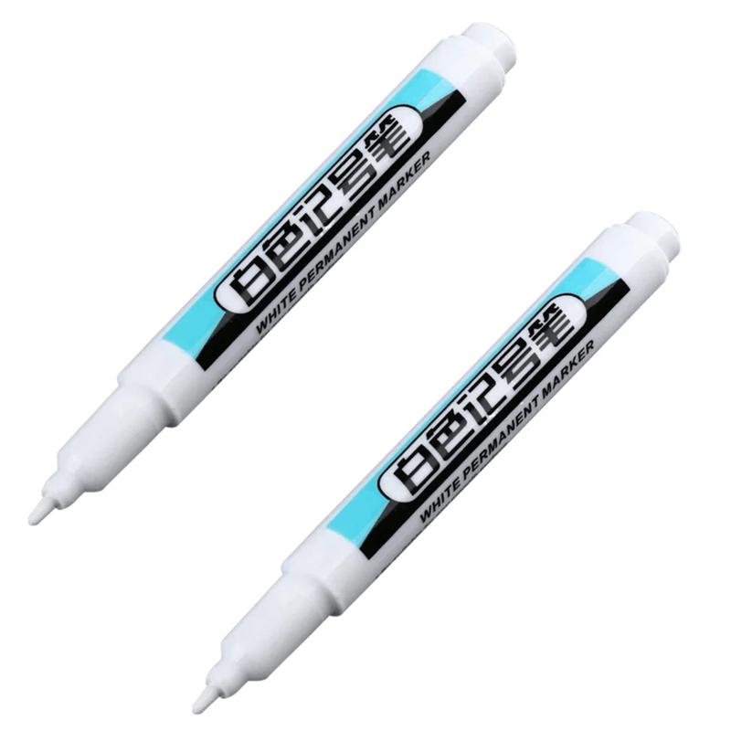 1-20Pcs White Permanent Marker Pens 0.7/1.0/2.5MM Markers Paint Pen For Plastic Leather Glass Stone Metal Art Painting Supplies