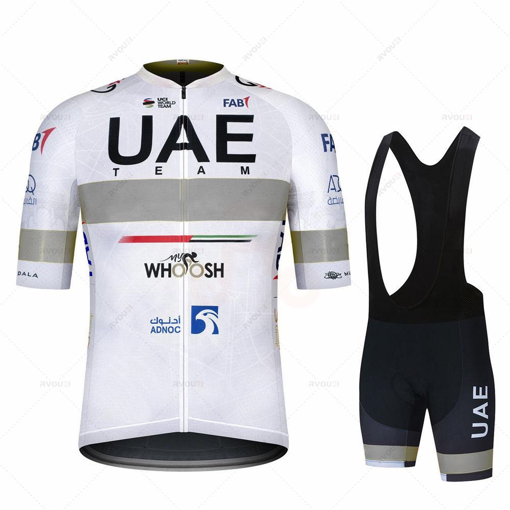 Uae Team Cycling Clothing Set for Men, Bike Clothing, Breathable Anti-UV Bicycle Wear, Short Sleeve Cycling Jersey and Bib Sets
