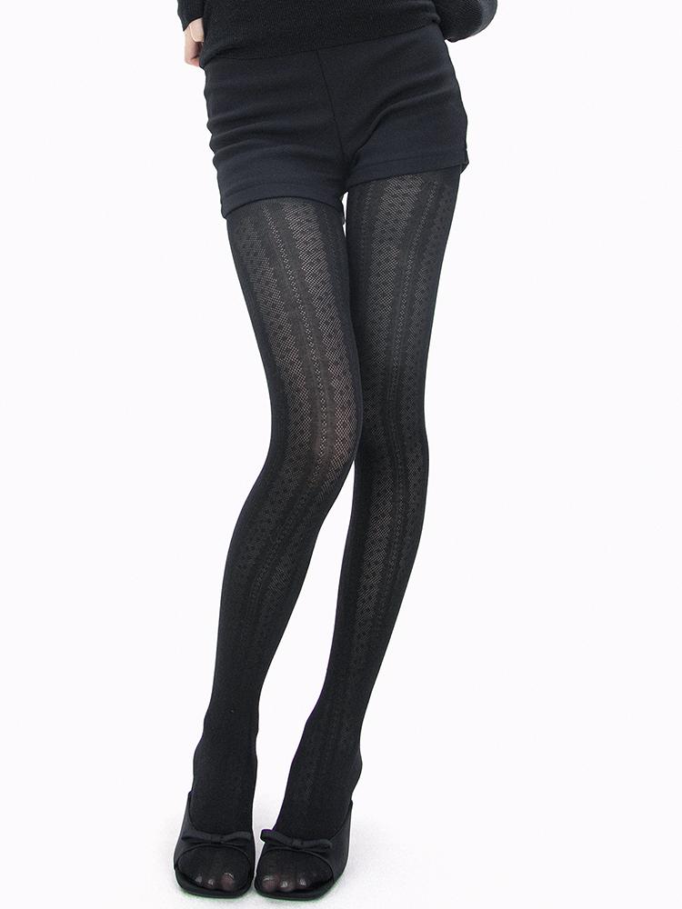 

Autumn Winter Vertical Stripe Lace Polka Dot Tights Women Vintage High Elasticity Retro Jacquard Pantyhose 2025 Y2K Stocking One Size чорний