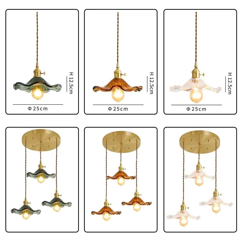 Nordic Sederhana LED Pendant Light Perlengkapan Kamar Tidur Ruang Tamu Bar Berwarna-warni Kaca Lam Gantung Copper Lantern