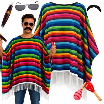 Mexický kostým pončo plášť Mexické knír brýle maracas doutník J III 15 a