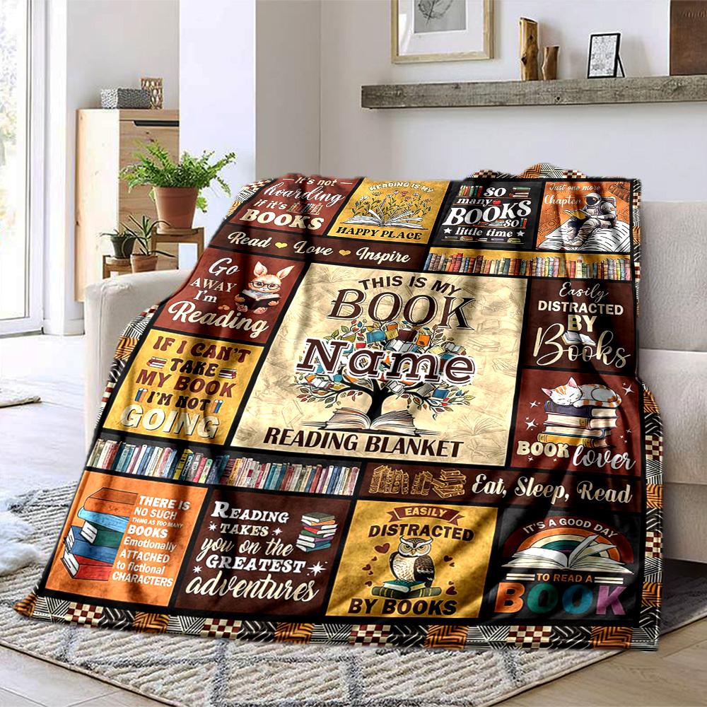 Reading Is My Happy Place Home Customize Your Name Blankets Comfortable Soft And Light Fourseason Multipurpose Blanket Suitable For Picnics Sofas