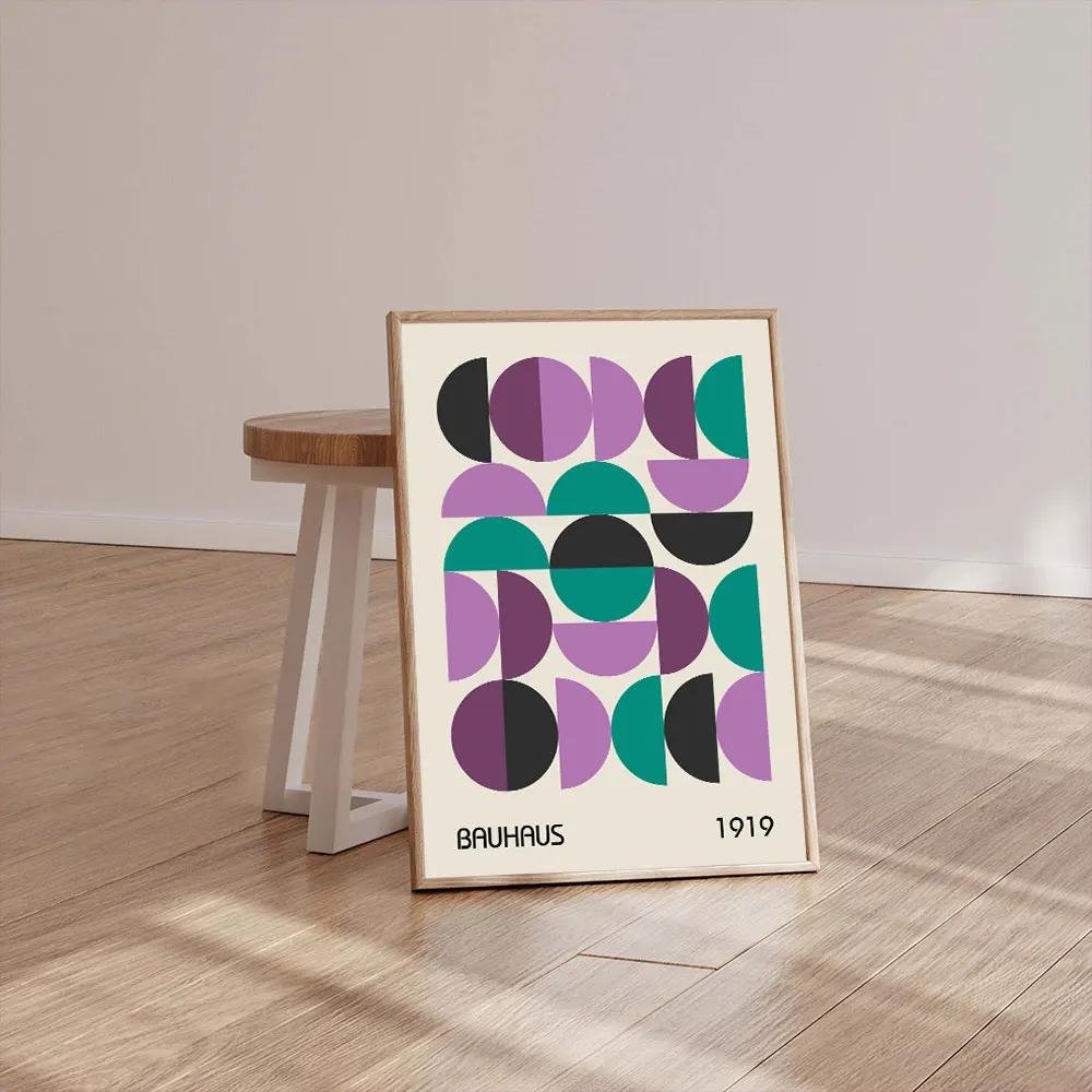 Modernist Bauhaus Geometric Canvas Poster Living Room Wall Art Retro Prints Mid Century Home Decorative Wall Art Painting