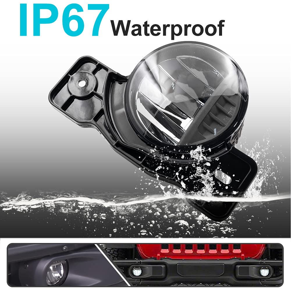 Mingrui Test 2pcs LED Fog Lights Replacement for J'eep Wrangler JK JL Gladiator JT OEM Factory Fog Lamp