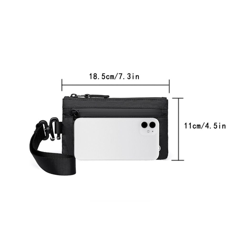 RFID Blocking Zip Clutch with Wristband Slim with Zipper Credit Card Holder 3 External Slots Men Wallets Outdoor Activities