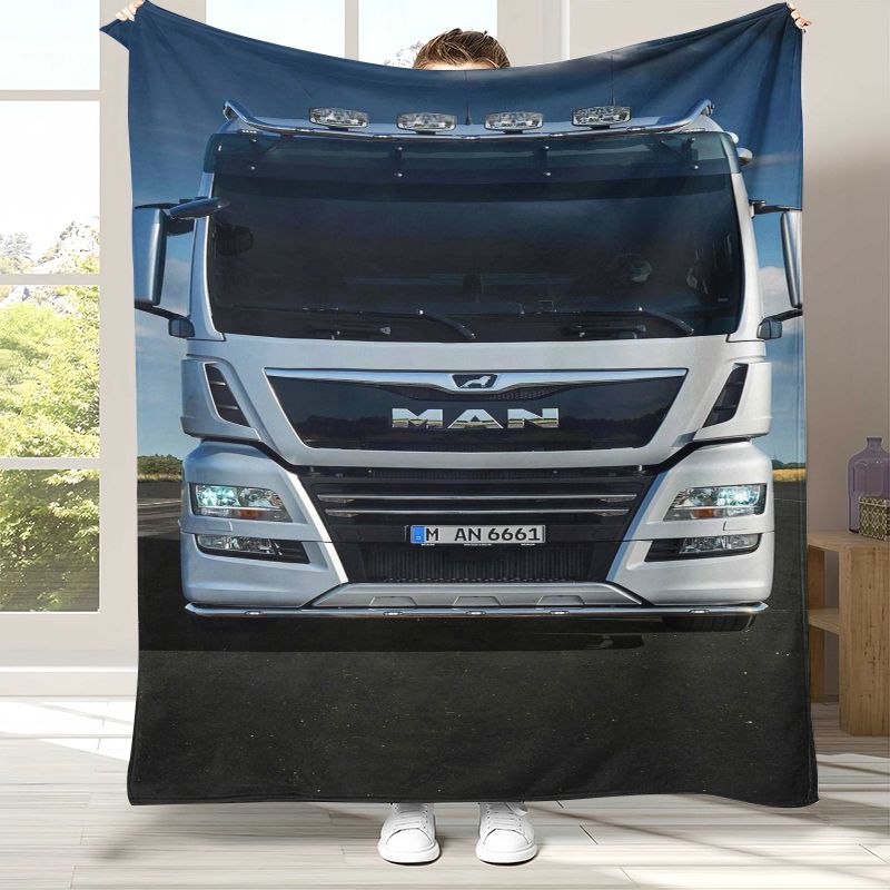 Klassische MAN LKW Flanelldecke, Ultraweiche Warme Plüschdecke für Zuhause Schlafzimmer Bett Sofa Abdeckung Büro Camping Picknick Geschenk