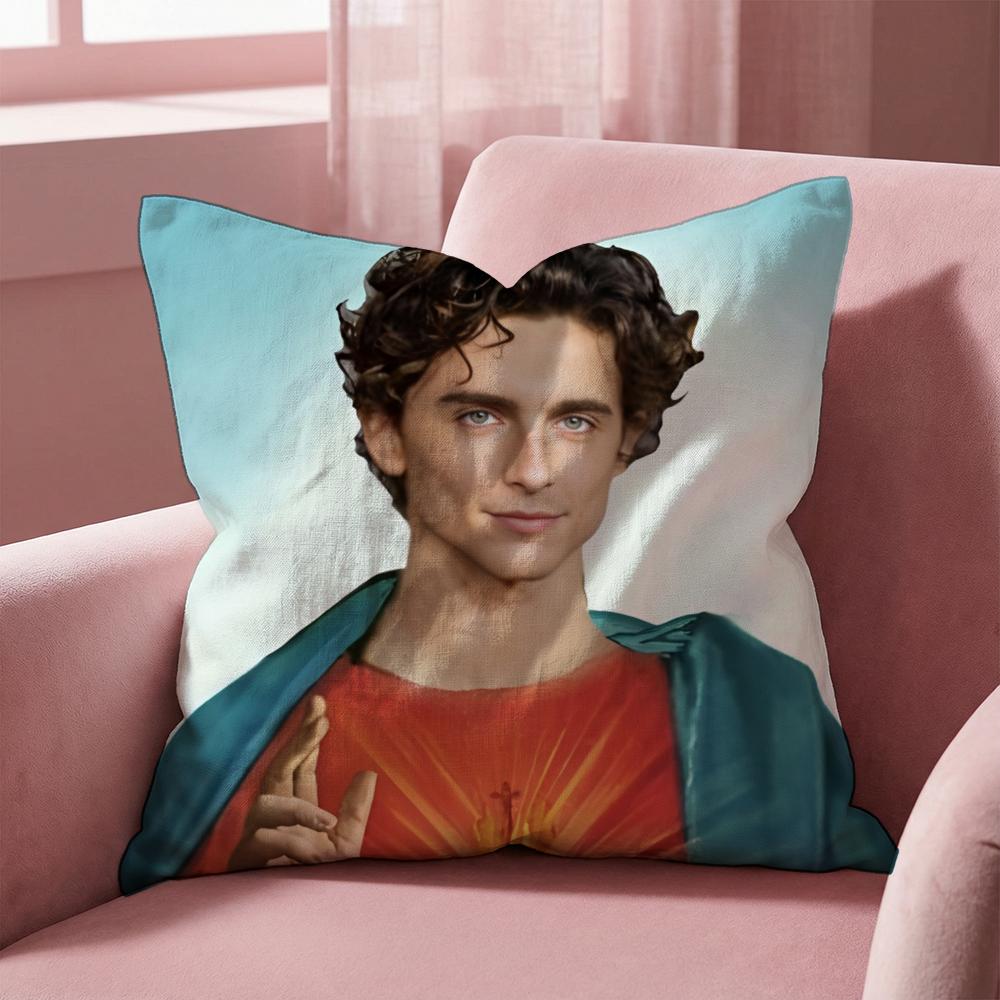 T-Timothees Chalamets Cushion Cover Multi-Scene Pillow Cover for Home & Car - Reversible, Soft & Durable for Daily Use