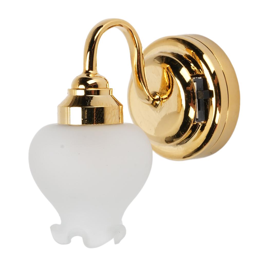 1:12 Dollhouse Miniature Wall Lamp Flower Shaped Realistic Miniature Sconce Wall Lamp with Switch