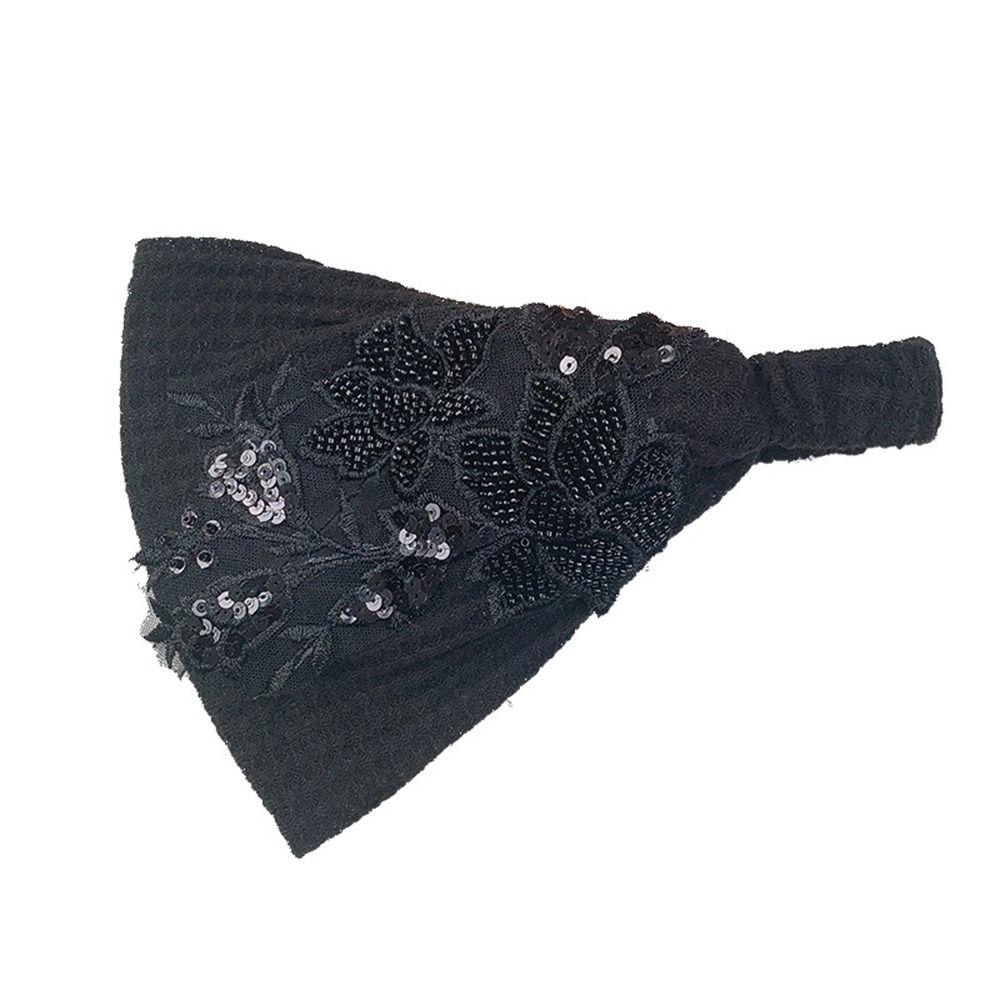 

For Women Wide Side Bead Hair Accessories Flower Hair Hoop Women Hairband Korean Style Headband чёрный